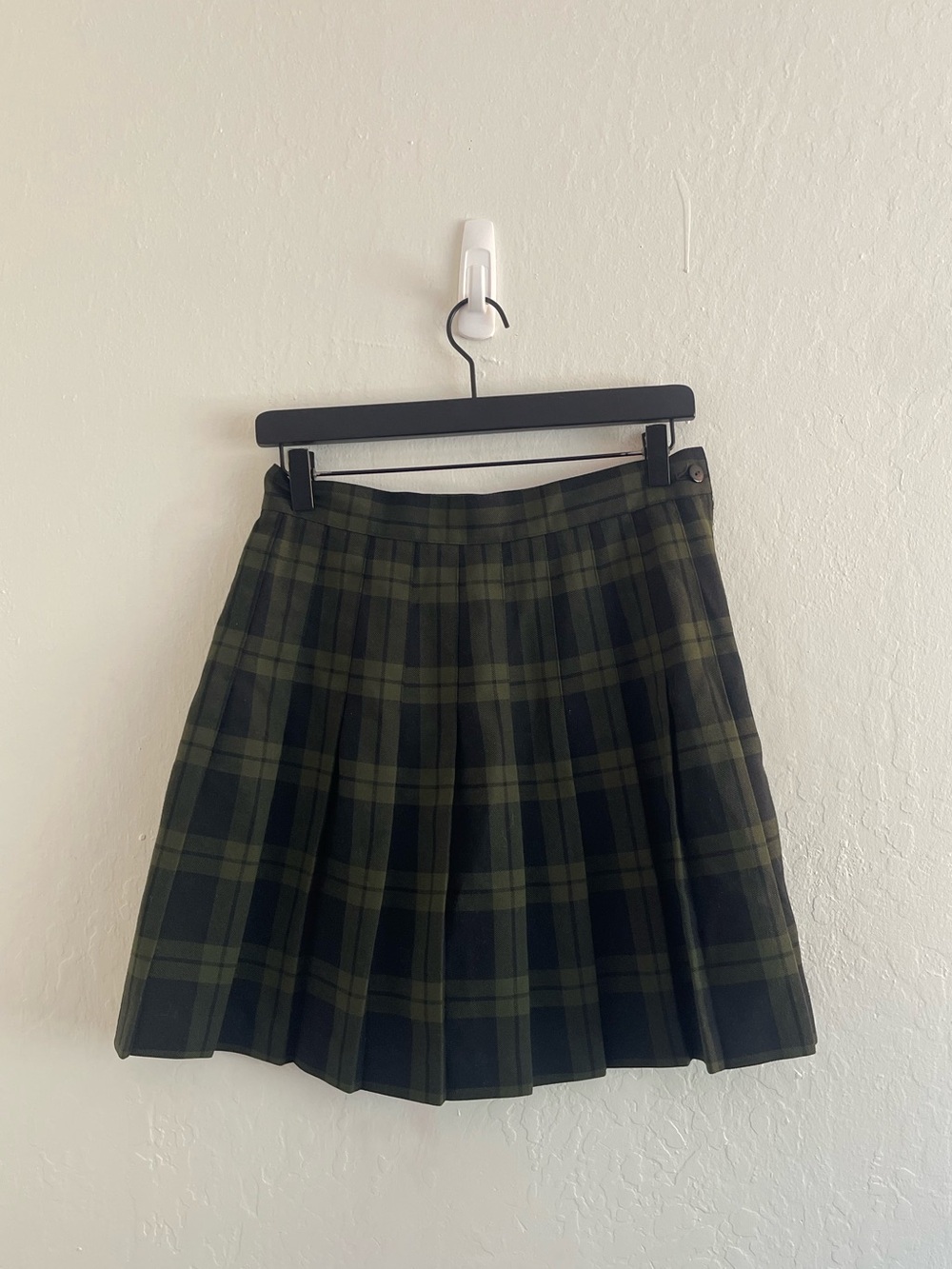 90s Daily Habit Green Plaid Pleated Mini Skirt High Rise Womens Size 10